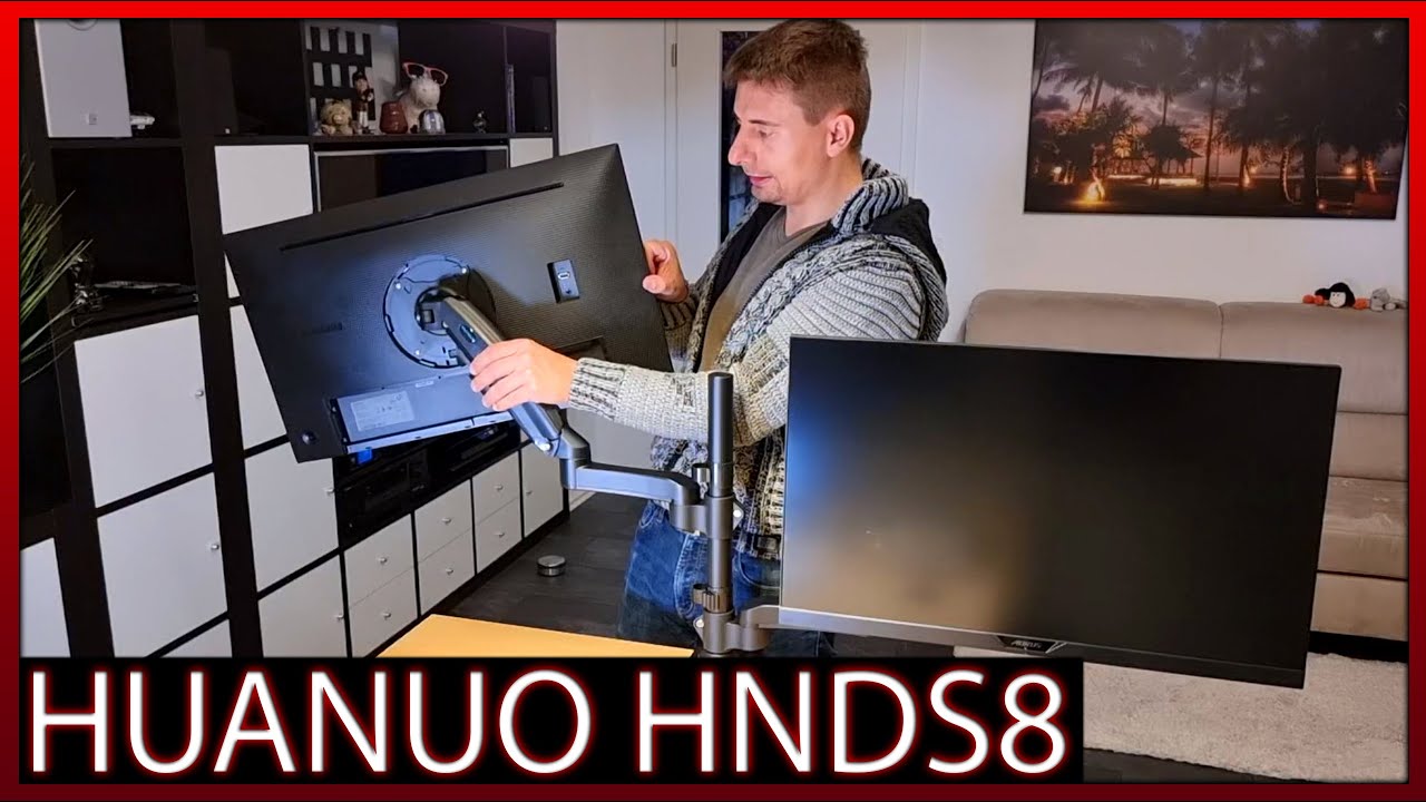 HUANUO Monitor Halterung 2 Monitore, Gasdruckfeder Arm 360