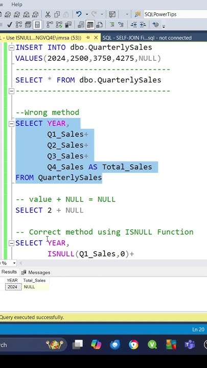 SQL ISNULL Function replace NULLS with a value #sql #sqlforbeginners # ...
