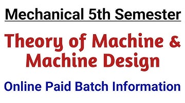 Theory of Machine & Machine Design | Online Paid Batch Information @PolytechnicPathshala