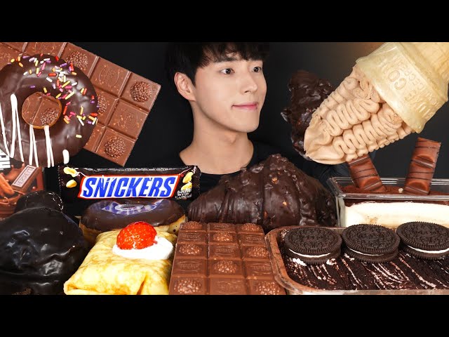 ASMR MUKBANG CHOCOLATE DESSERTS🍫 CHOCOLATE CROISSANT & TIRAMISU & CHOCOLATE MARSHMALLOW CAKE & CREPE
