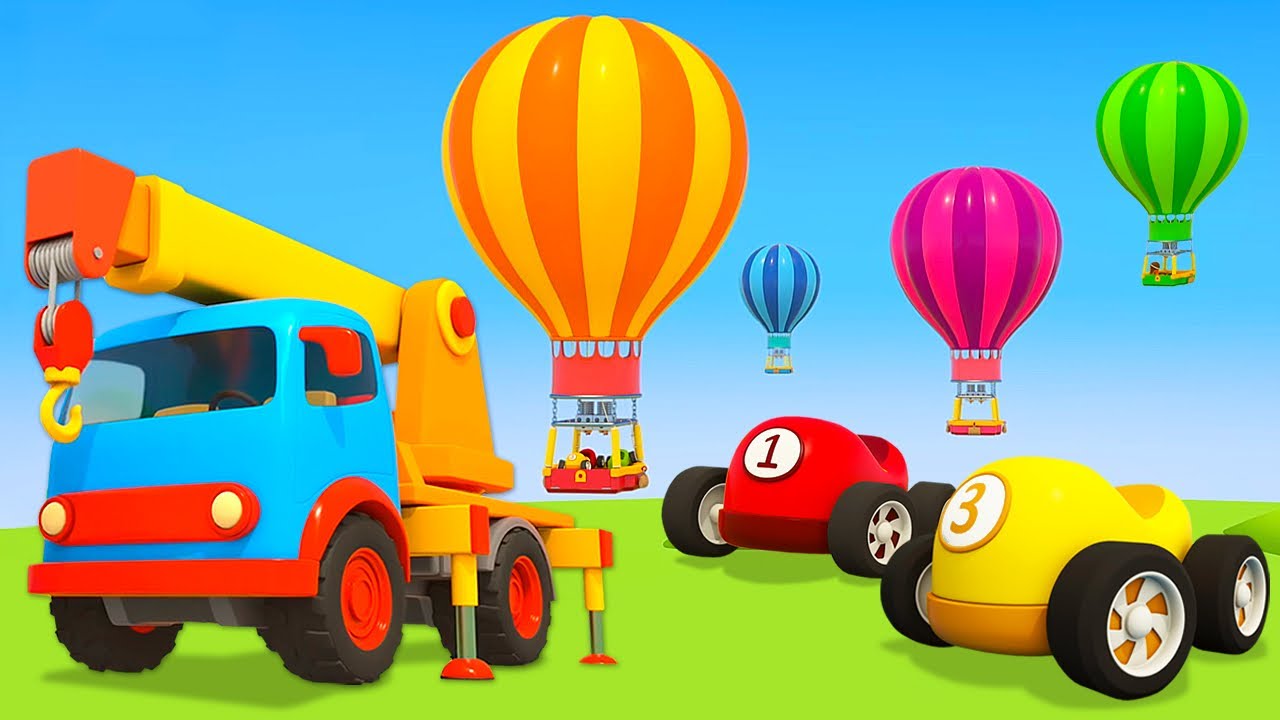 Helper Cars  the balloons Toy racing cars for kids Learn colors with car cartoons for kids