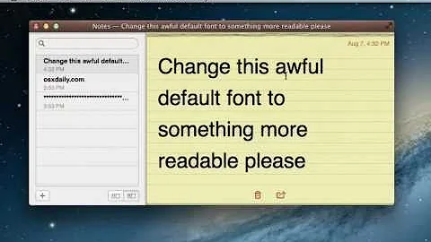 Change the Default Font of Notes App in Mac OS X Mountain Lion