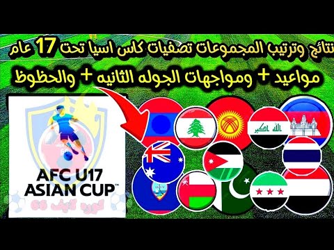 نتائج وترتيب المجموعات كامله تصفيات كاس اسيا للناشئين الاقل من 17عام مواعيد ومواجهات الجوله الثانيه