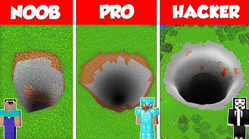 DEEP TUNNEL BASE HOUSE BUILD CHALLENGE - NOOB vs PRO vs HACKER / Minecraft Battle Animation