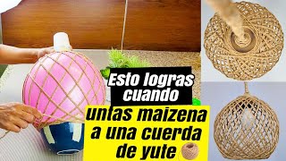 Como hacer una Lampara con YUTE: Decora y Gana Dinero / Manualidades con Yute y Globo