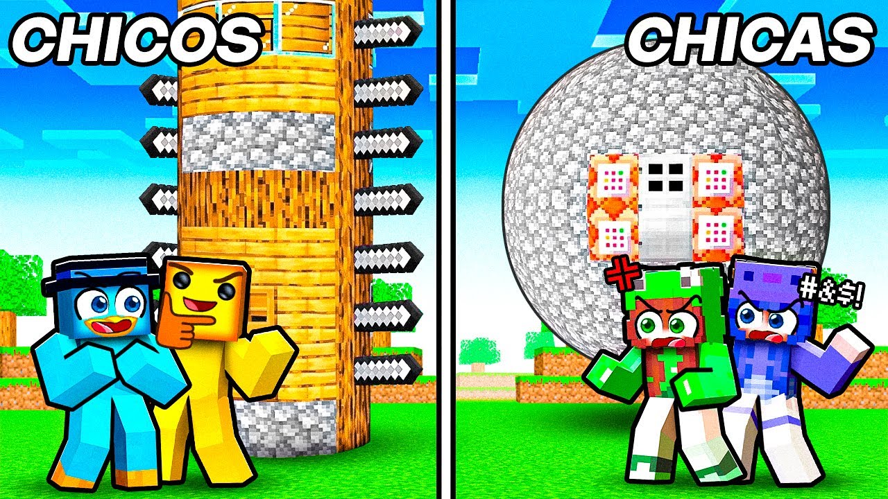 Base Ilegal de CHICOS vs CHICAS en Minecraft!