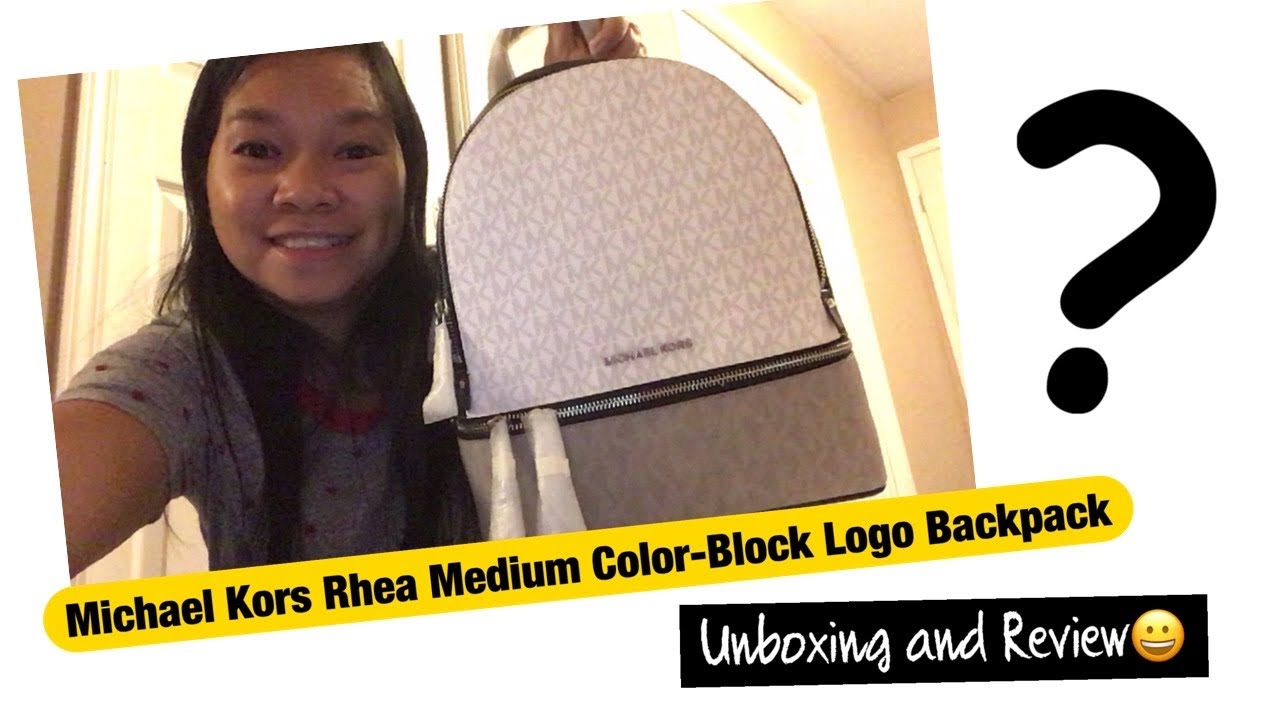 Michael Kors Rhea Medium Color-Block Logo Backpack UNBOXING AND REVIEW 