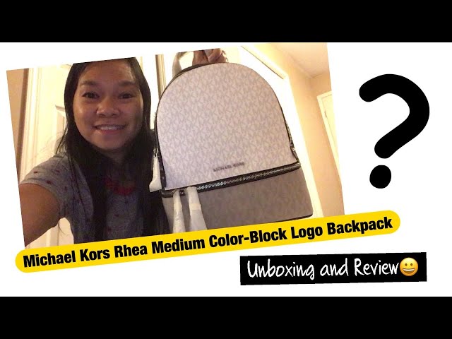 Rhea Medium Color-Block Logo Backpack