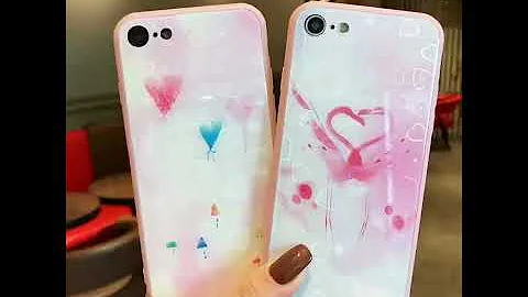 Pink Laser Love Heart Tempered Glass Phone Case