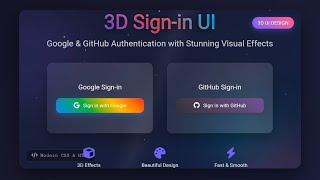 3D Glassmorphism Sign-in Page with Google & GitHub Login|Animated Login UI using HTML,CSS&JavaScript