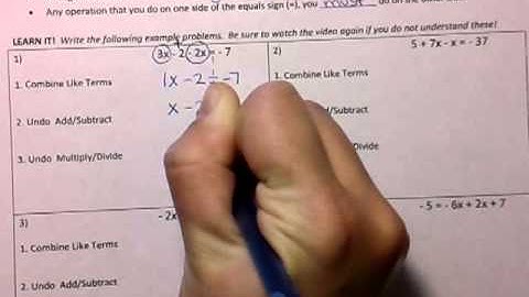 Video 8th Day43 Solving Multi Step Equations with Combining Like Terms