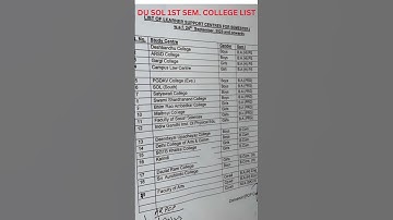 DU SOL 1SEM COLLEGE LIST 2023  || #importante