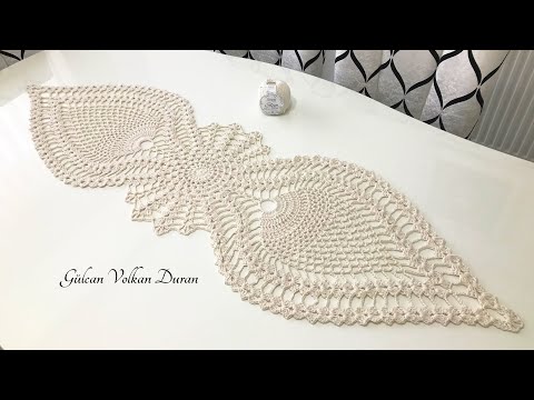 Crochet Table Runner - Bademli Tığ İle Örgü Kolay Runner Yapımı - Part 2