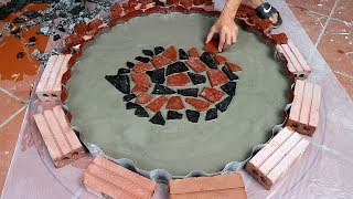 Techniques make dining table from corrugated and granite discarded // Creative with cenment