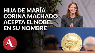 Hija de Maria Corina Machado recibe en su nombre el Nobel de la Paz