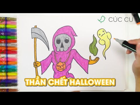 Hướng Dẫn Cách Vẽ Tranh Thần Chết Halloween -How To Draw Halloween Death -  Fun Art Coloring | Cúccu - Youtube