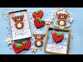 How to decorate CUTE BEAR & STRAWBERRY in heart shaped cookies ~ VALENTINE'S DAY COOKIES