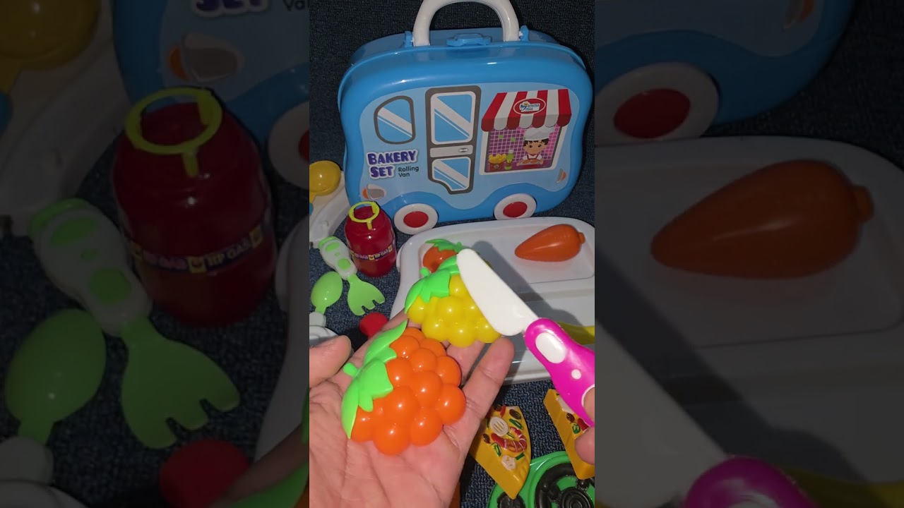 Satisfying Play Miniature Kitchen Cooking Toys Asmr | Bakery Cute Rolling Van Set Blue