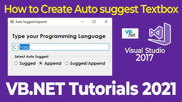 VB.Net Tutorial How to Make an Auto Suggest Textbox