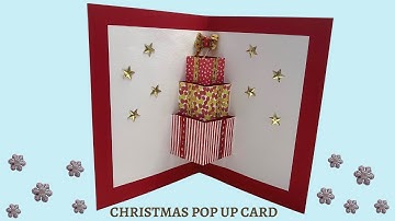 Christmas card pop up DIY how to make an easy pop up Christmas card 3d handmade paper craft