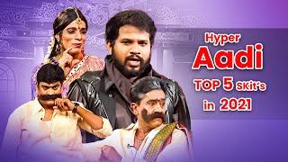 Hyper Aadi Top 5  Skits in 2021 | Jabardasth | 9th October 2023 | Hyper Aadi, Naga Babu, Roja
