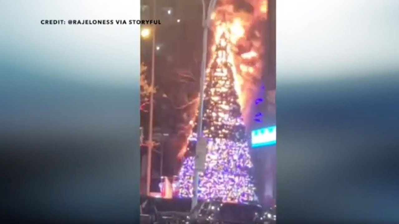 Fox News Christmas tree was set on fire in New York City YouTube