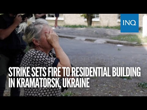 Strike sets fire to residential building in Kramatorsk, Ukraine
