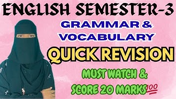 PART-A ALL TOPICS EXPLAINED | ENGLISH 3RD SEMESTER COMPLETE GRAMMAR & VOCABULARY IN JUST 20 MINS💯✅
