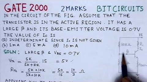 Video Solution To GATE ECE-2000 Problem - BJT Circuits-Analog Circuits
