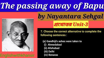 The passing Away of Bapu |unit -3 |Comprehension exercises solved |English |Class -10 |