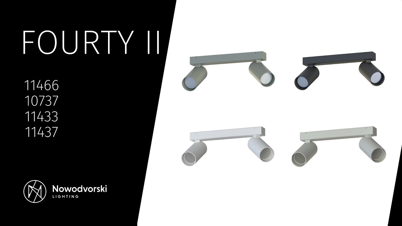 Світильник поворотний, спот Nowodvorski 11466 Fourty II GU10 2x10W IP20 темно-сірий video