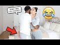 Asking My Boyfriend For A HUG Then Squeezing His CHEEKS!  *Hilarious*