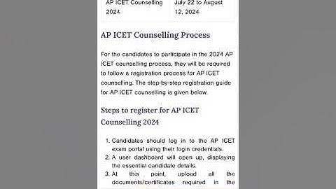 AP ICET 2024 counseling notification dates.       @pkseries5256