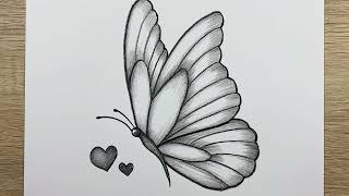 Adım adım kolay kelebek nasıl çizilir karakalem kolay hayvan çizimleri
