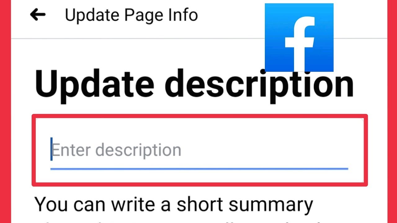 How To Update Facebook Page Description