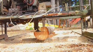 Homemade Sawmill maintenance / making free timber from pine logs..