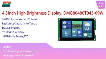 Model Show: 4.3Inch Industrial High Brightness TFT LCD display, DMG80480T043-09W