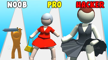 Pinker Lab | NOOB vs PRO vs HACKER in Battle Choices - Witches and Giant Old Woman in Final round