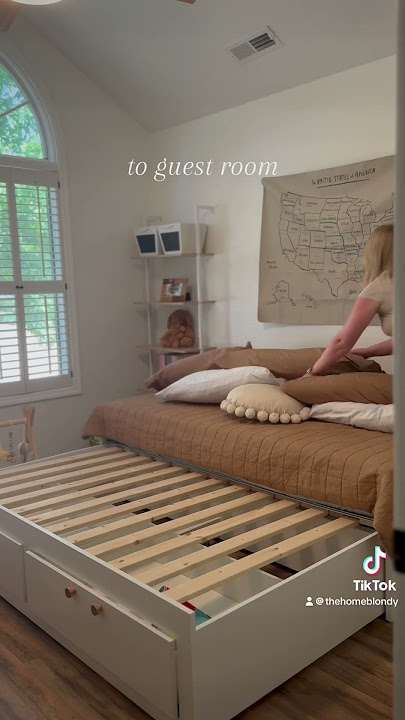 IKEA brimnes daybed in our playroom / guest room. Full tour on my channel!
