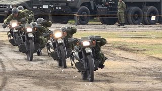 motorcycle acrobat demonstration Japan ground self defence force