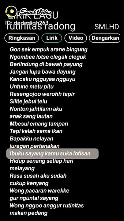 Bapakku nelayan juragan peternakan ibuku sayang kamu suka lotisan