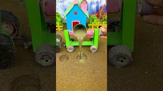 😱 Mini Tractor Making Strong Cement Pillar | Amazing Construction Machine #shorts #youtubeshorts