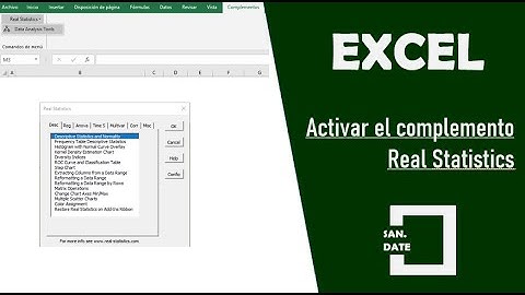 Como activar el complemento REAL STATISTICS en excel