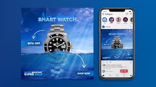 Information Waterproof Watch Social Media Post Design | Photoshop Tutorial Update