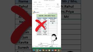 Add Mr Mrs Before Name in Excel | IF Formula Trick 🔥 #excel #exceltips #exceltricks #exceltutorial
