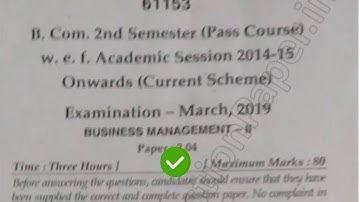2019 Mdu BCom Pass 2nd Sem Reappear Business Management Question Paper