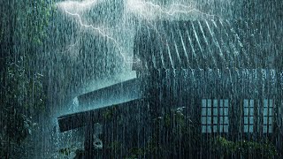 Insomnia Relief In 3 Minutes | Relaxing Heavy Rain on Roof & Strong Thunder at Night | White Noise
