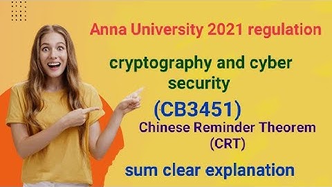 cryptography and cyber security || CB3451 ||CRT(Chinese Reminder Theorem