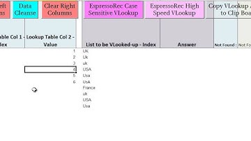 Case Sensitive VLookup EspressoRec