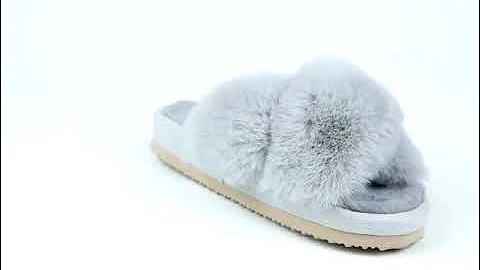 Women's Soft Plush Lightweight House Slippers Non Slip Cross Band Slip on Open Toe Cozy Indoor O...